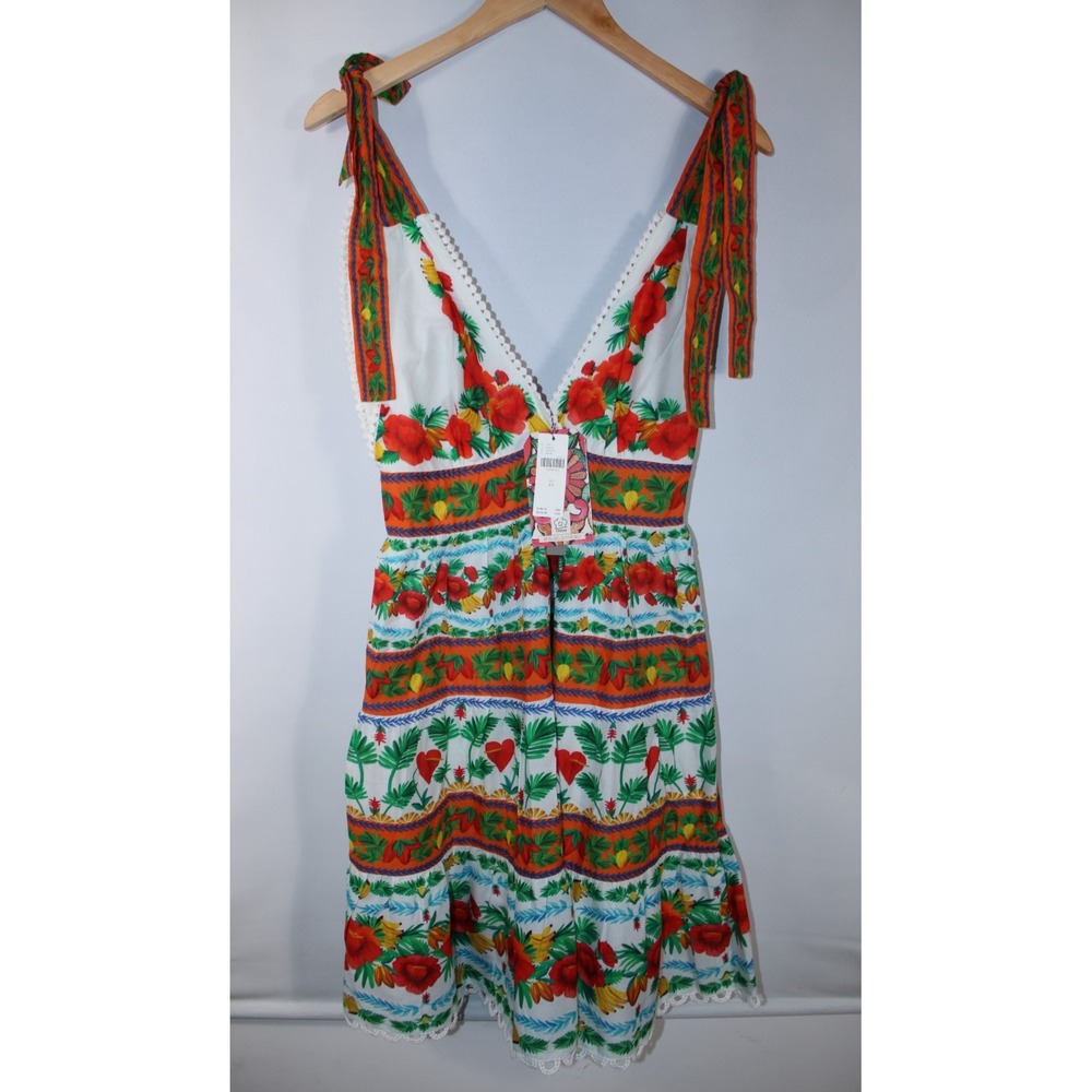 NWT Farm Rio x Anthropologie Women's XS V-Neck Floral Tiered Mini Dress